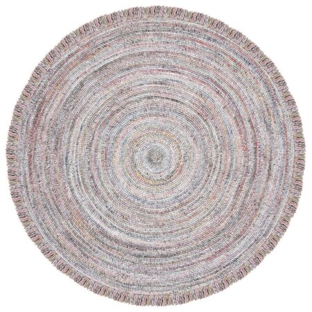 Safavieh 3 x 3 ft. Braided Hand Woven Round Area Rug; Grey & Red BRD950Q-3R